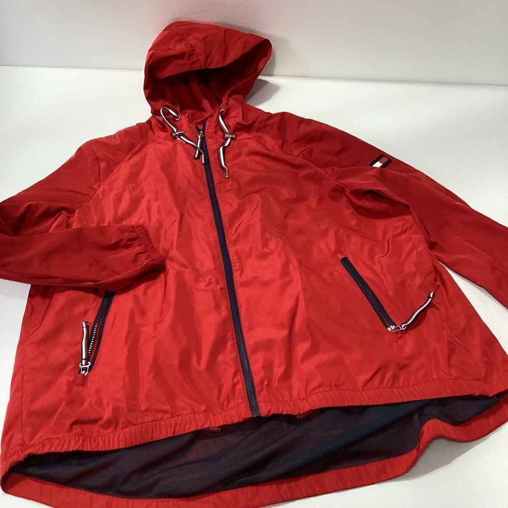 Tommy Hilfiger Jacket Red Hooded Windbreaker Women’s XL